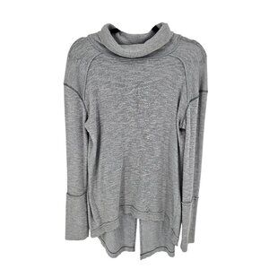 We the free size medium gray Tara Thermal tunic raw edge split back turtleneck